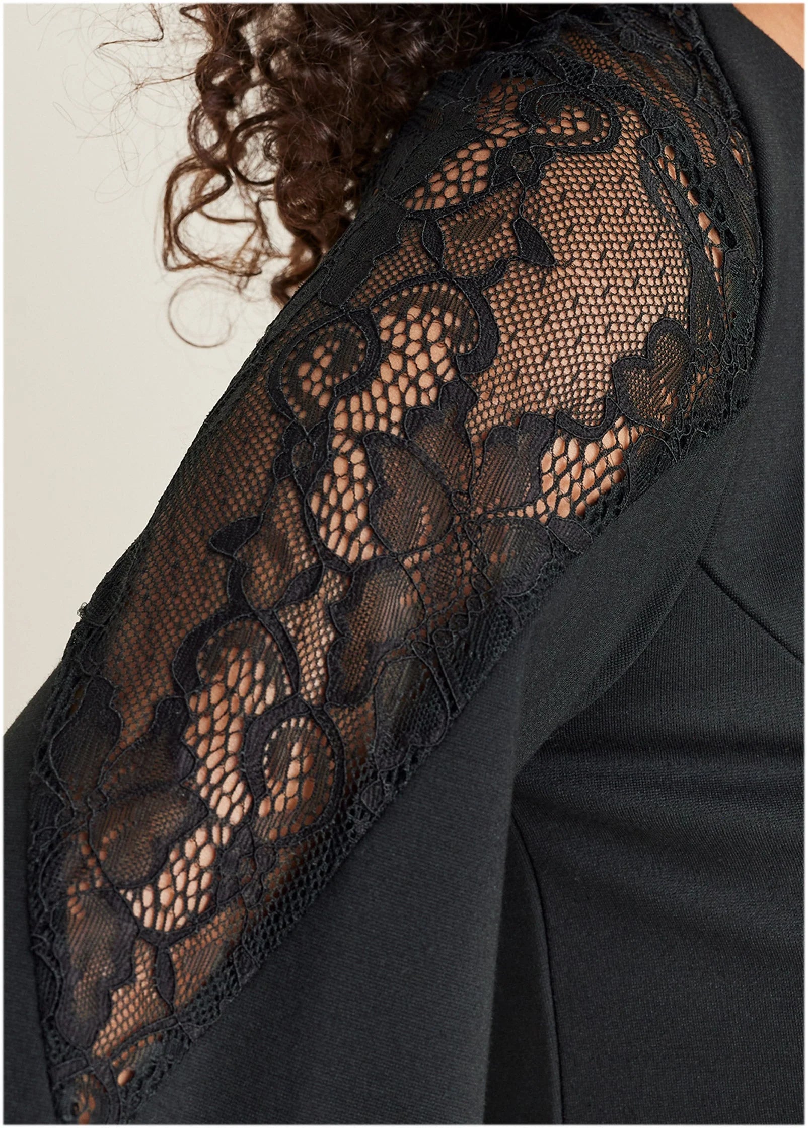 Ponte Lace Detail Jumpsuit Jet Black