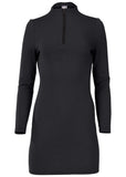 Ponte Zip Front Mini Dress Jet Black