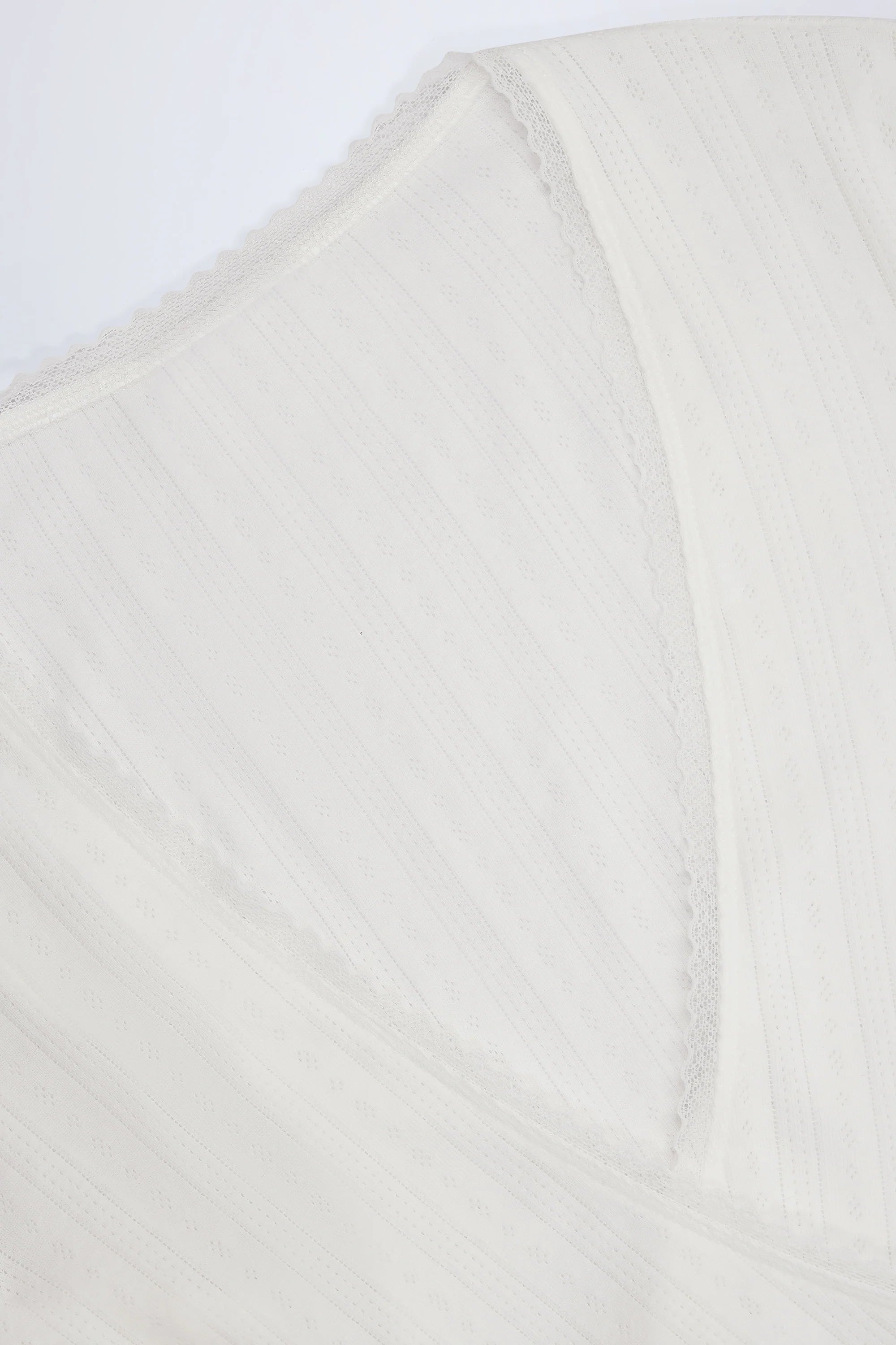 Pointelle Wrap Crop Top in White