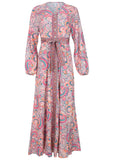 Tie Waist Linen Maxi Dress Venetian Paisley