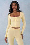 Knit Long Sleeve Cardigan in Butter Yellow
