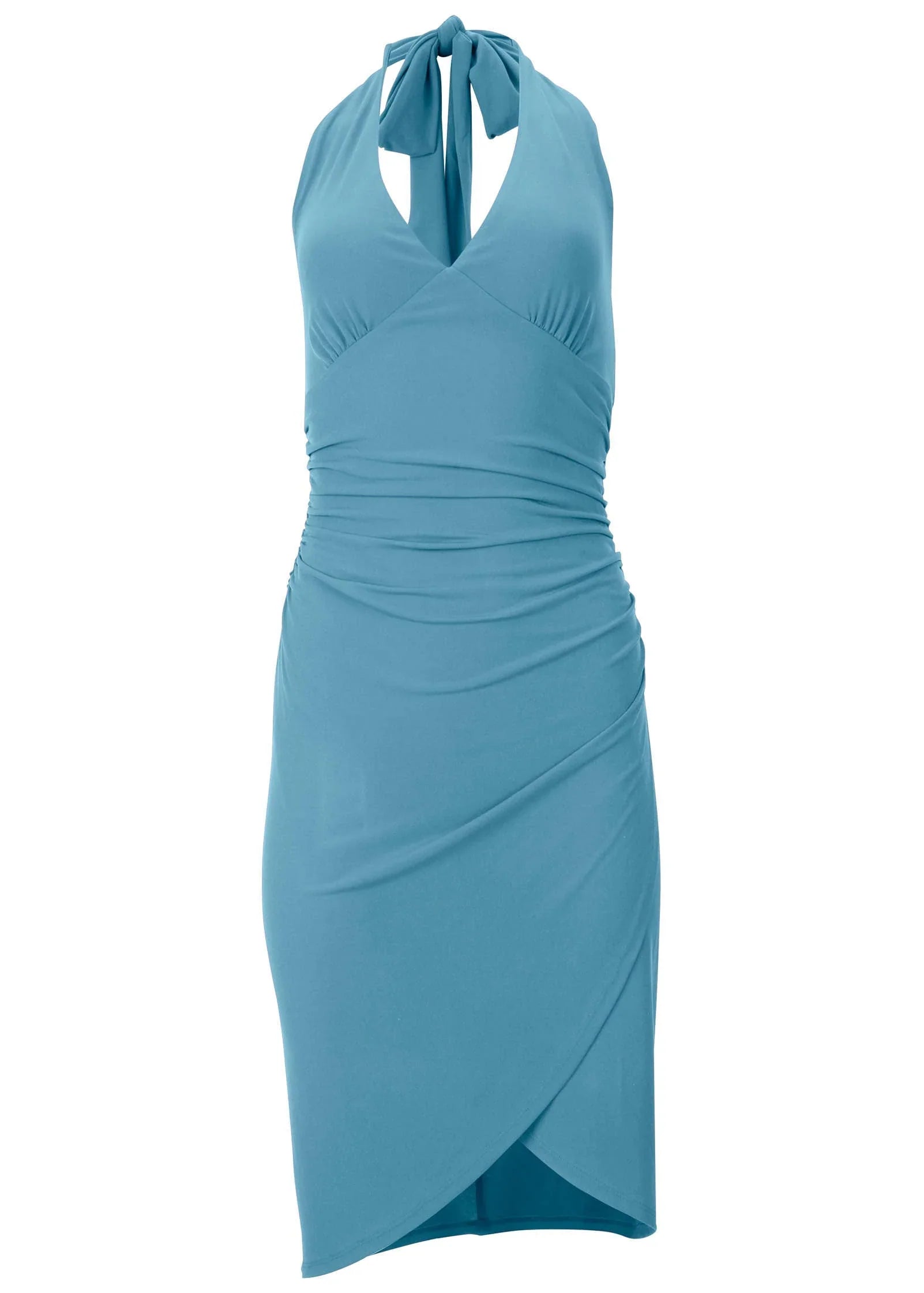 Halter Wrap Dress Blue