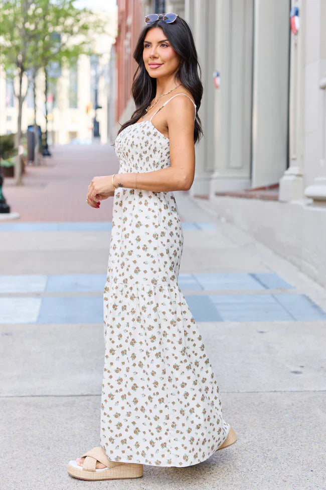 Rowan Brown Floral Maxi Dress