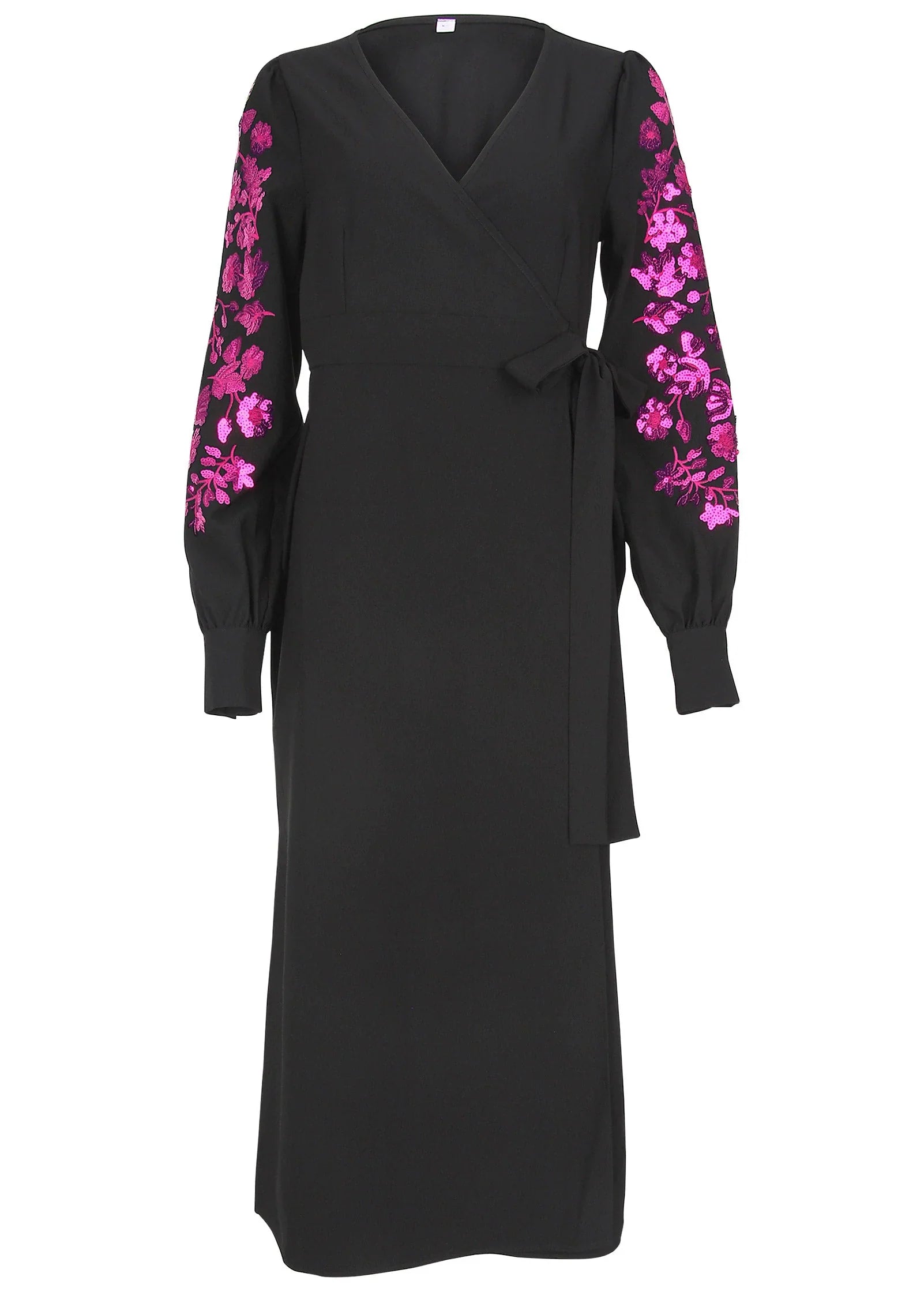 Floral Sequin Maxi Dress Black Multi