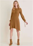 Tie Detail Mini Sweater Dress Hazelnut