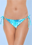 Miami Tie Side Moderate Bottom Aqua Floral Vine