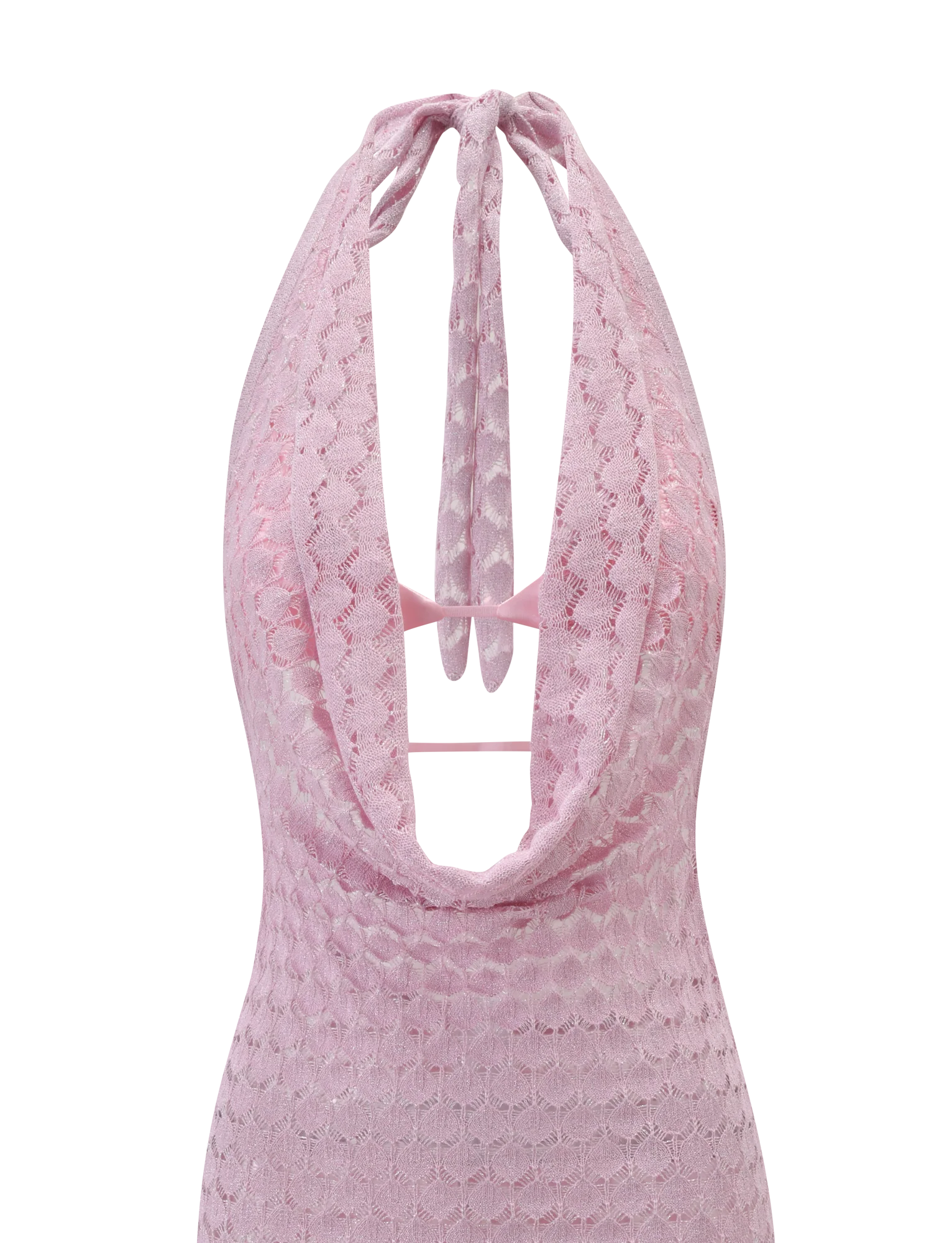 MAKENZIE CROCHET MINI DRESS SHIMMER PINK