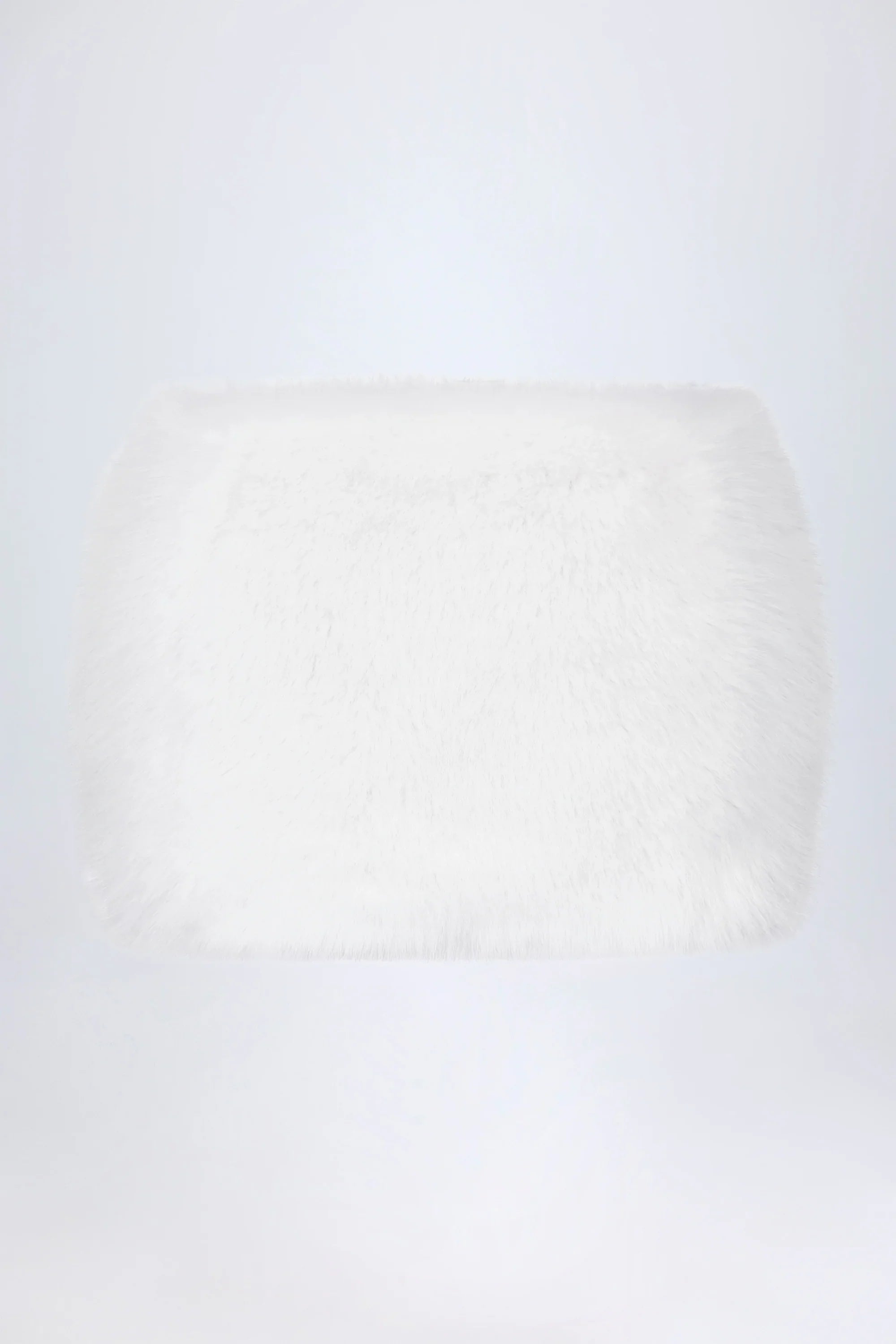 Buckle Detail Faux Fur Micro Mini Skirt in White