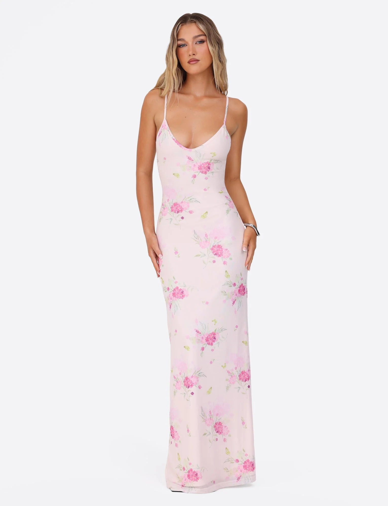 OSIRIS DRESS PINK FLORAL WATER COLOUR FLORAL