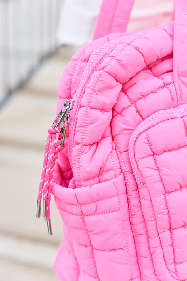 Haylie Bubble Gum Pink Quilted Weekender