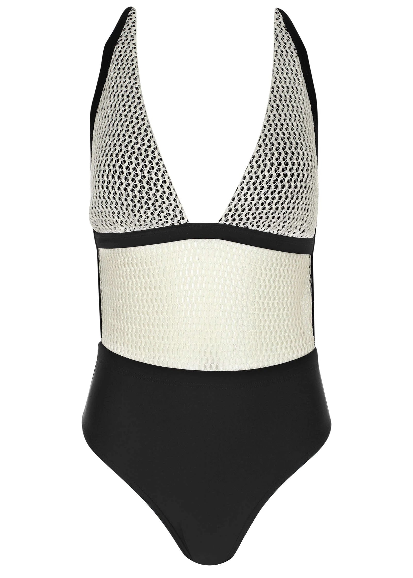 Crochet Open Back Swimsuit Cream