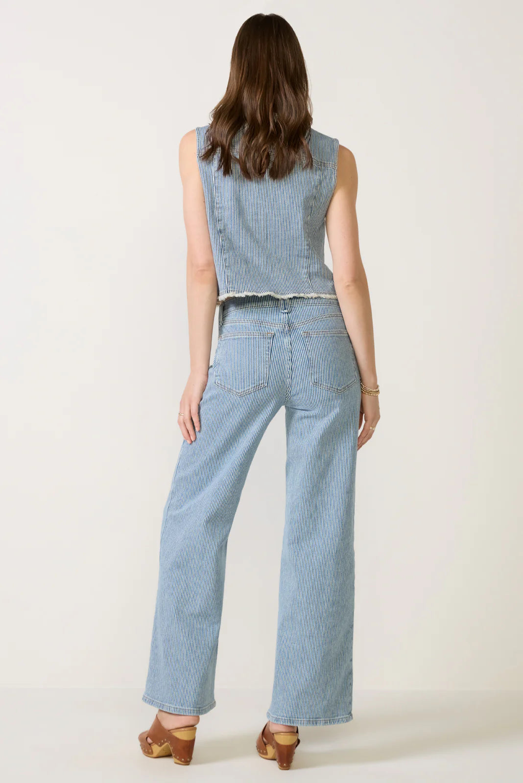 Railroad Stripe Wide Leg Jean