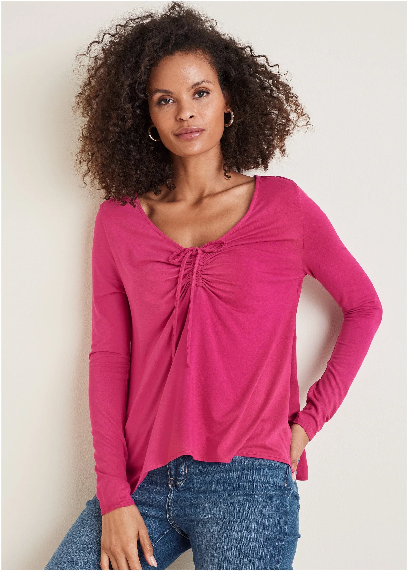Ruched Tie Front Top Vivacious