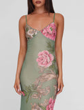 JULIANNA DRESS GREEN FLORAL ROCCOCO FLORAL
