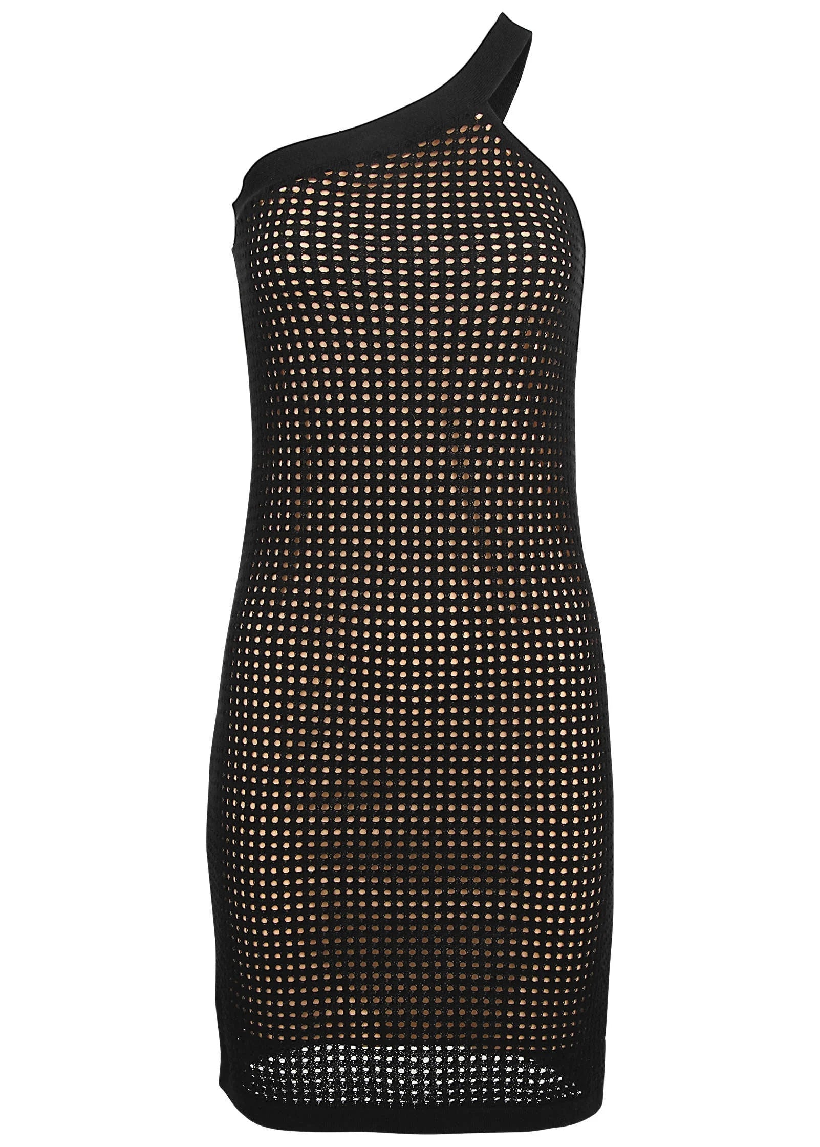 One Shoulder Sweater Dress Jet Black
