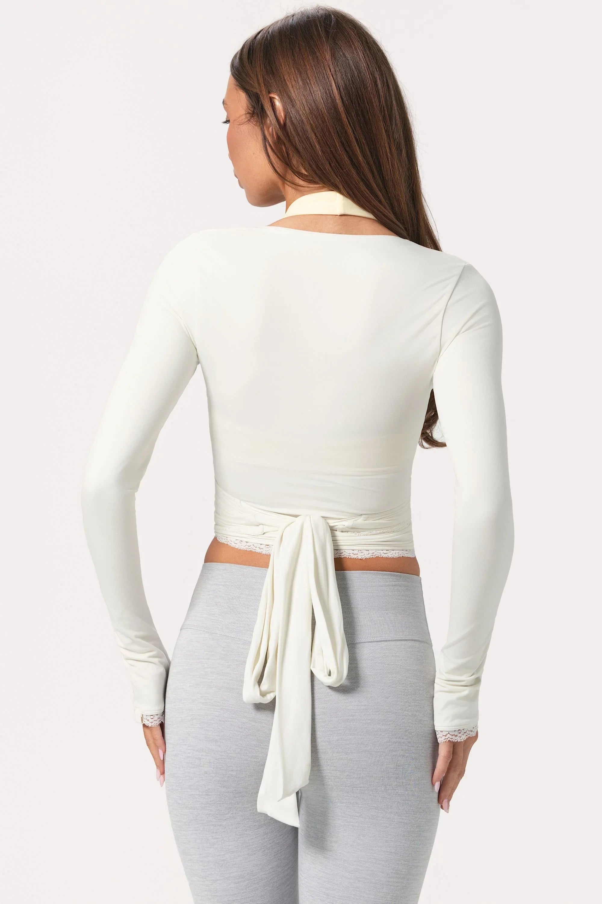 Soft Jersey Wrap Top in Coconut