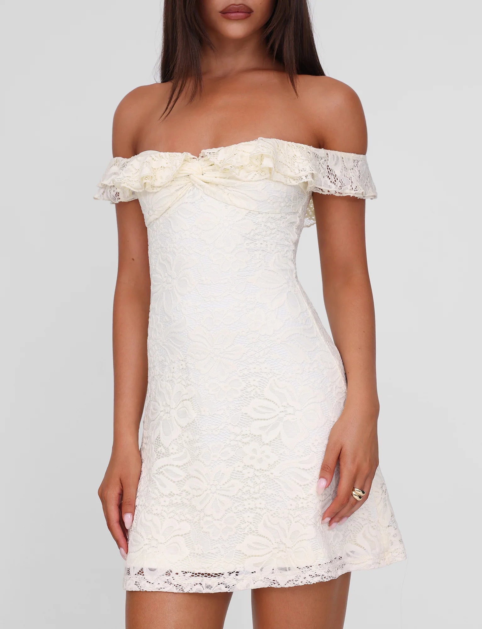 DENALI LACE MINI DRESS CREAM LACE