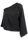 One Shoulder Top Jet Black