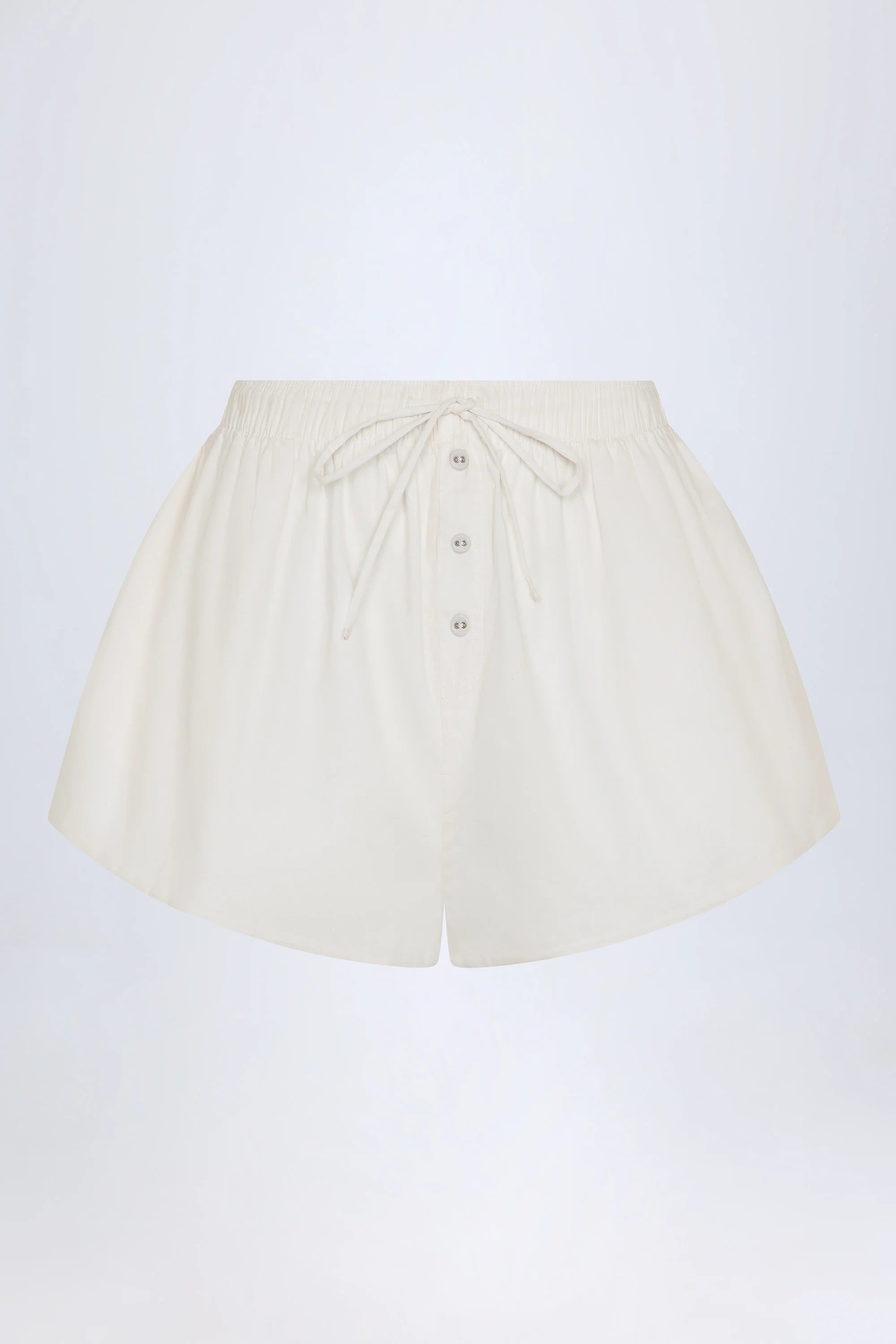 Tie Front Cotton Poplin Shorts in White