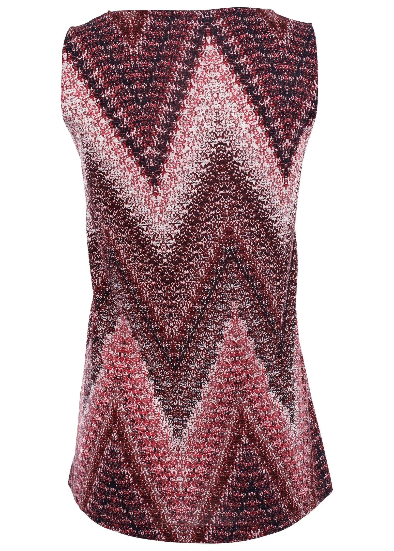V Neck Sleeveless Top Burgundy Multi
