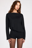 Modal Long Sleeve Backless Romper in Black