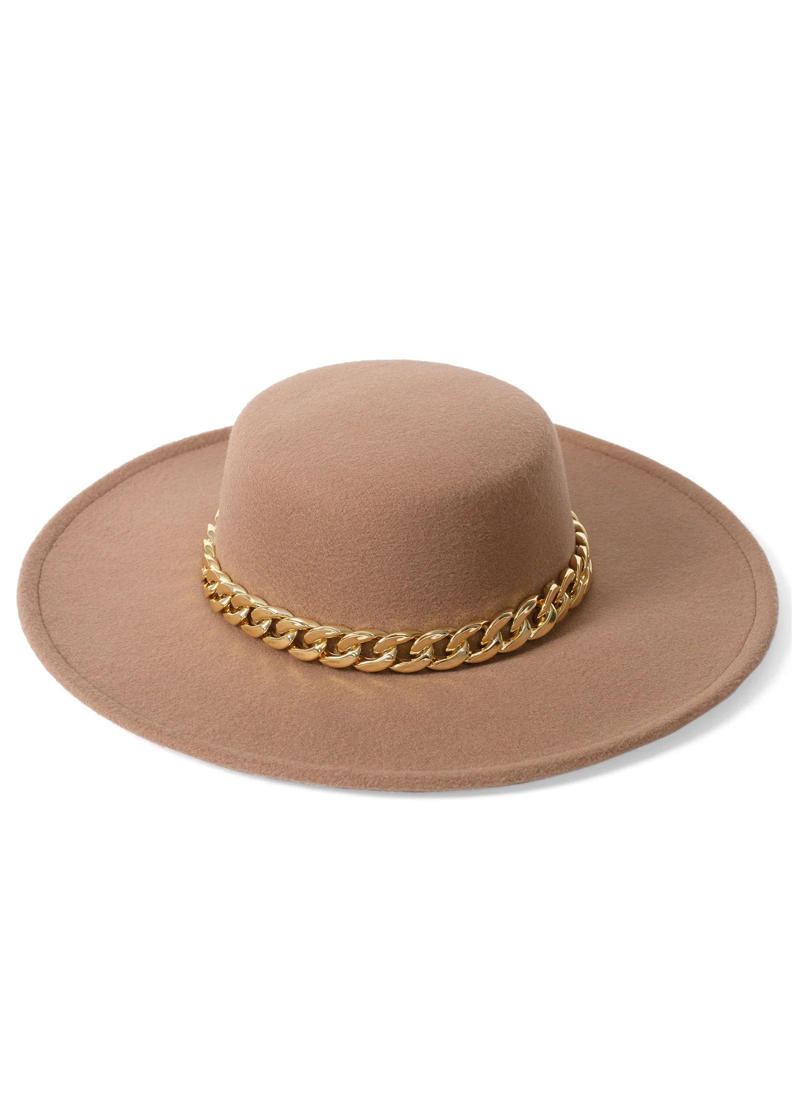 Chain Detail Fedora Light Brown