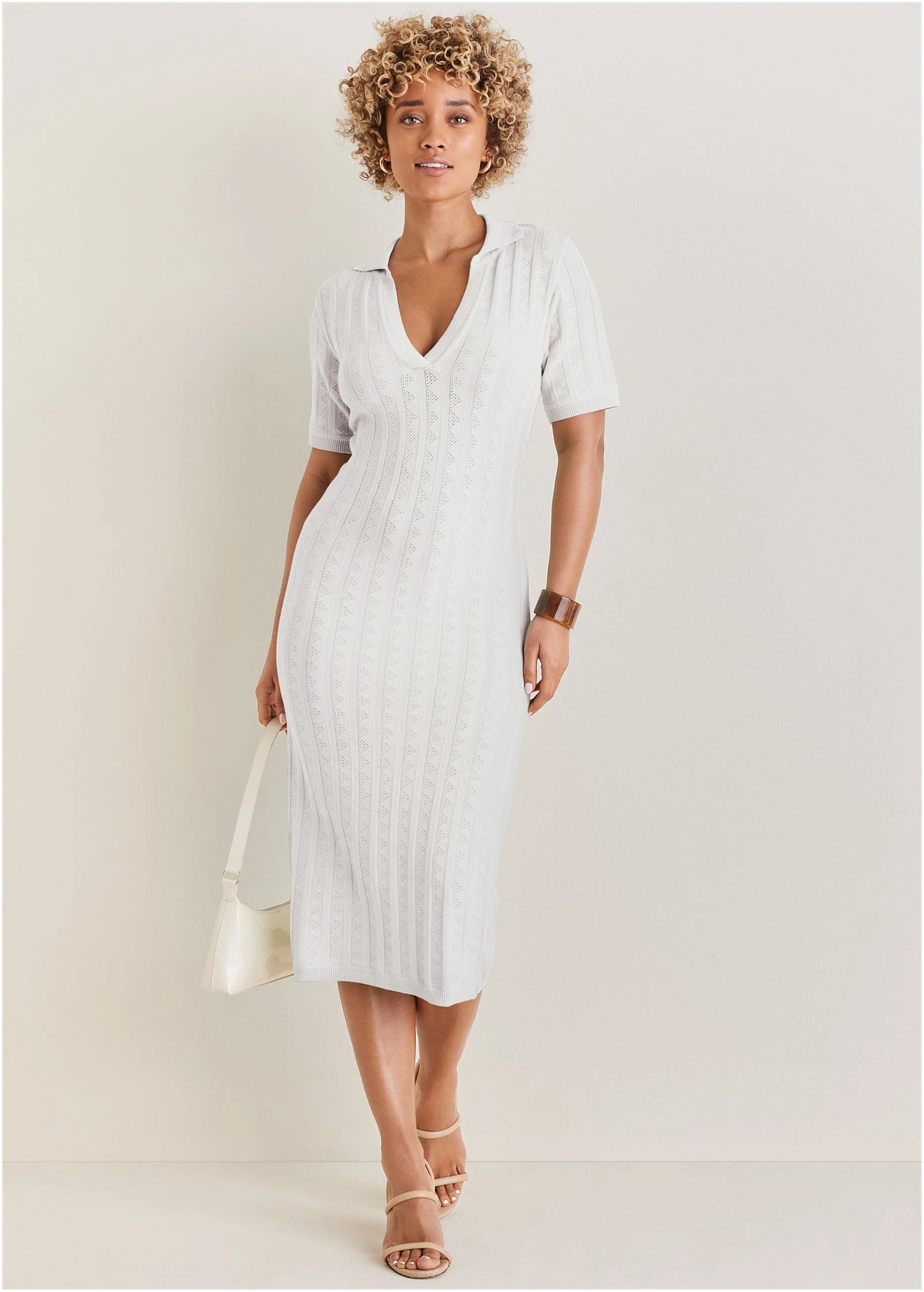 Pointelle Sweater Dress Cloud Dancer