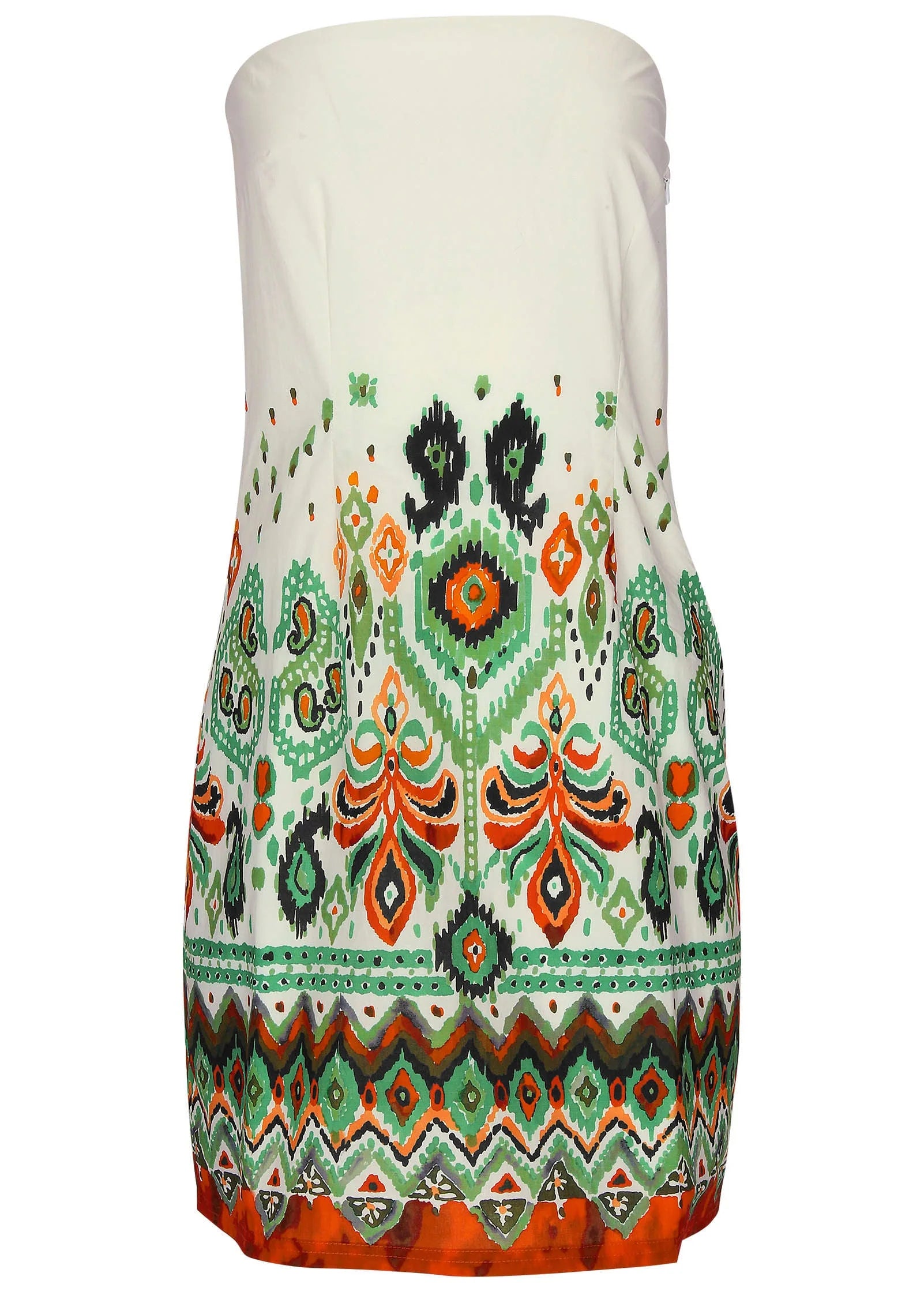 Poplin Strapless Mini Dress Seti Olive Ikat