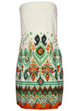 Poplin Strapless Mini Dress Seti Olive Ikat