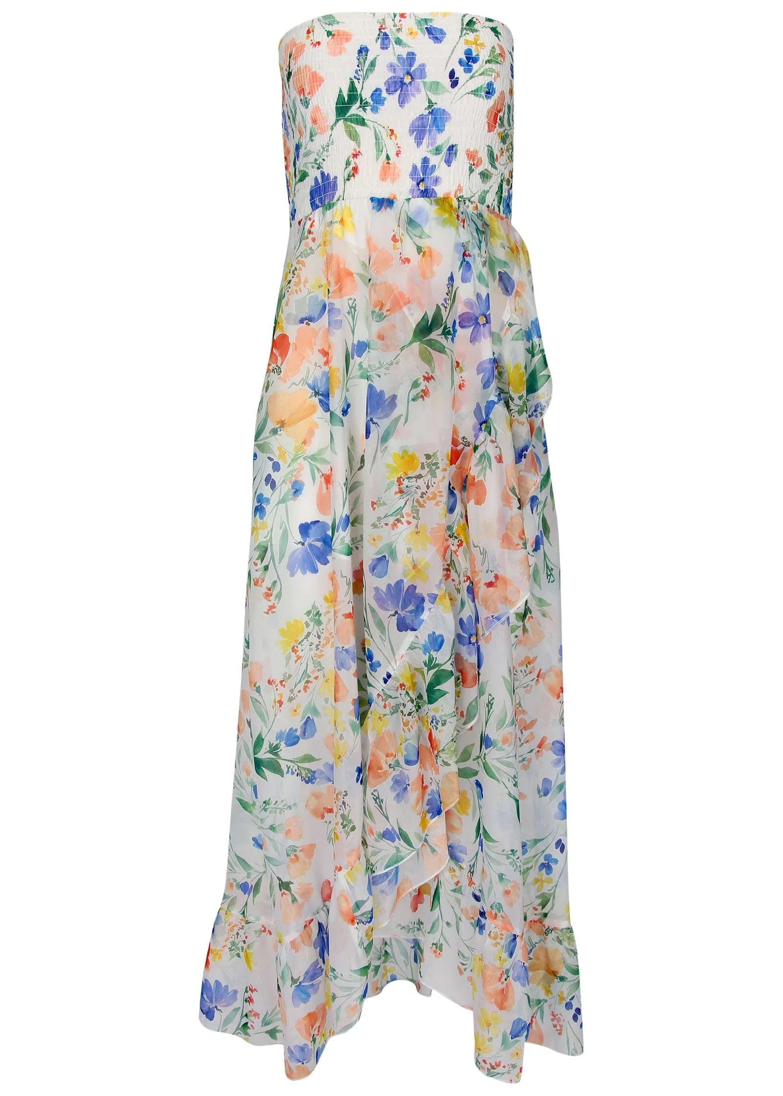 Strapless Ruffle Maxi Field Of Flowers