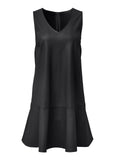 Faux Leather Mini Dress Jet Black