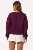 Oversized Crew Neck Jumper in Burgundy