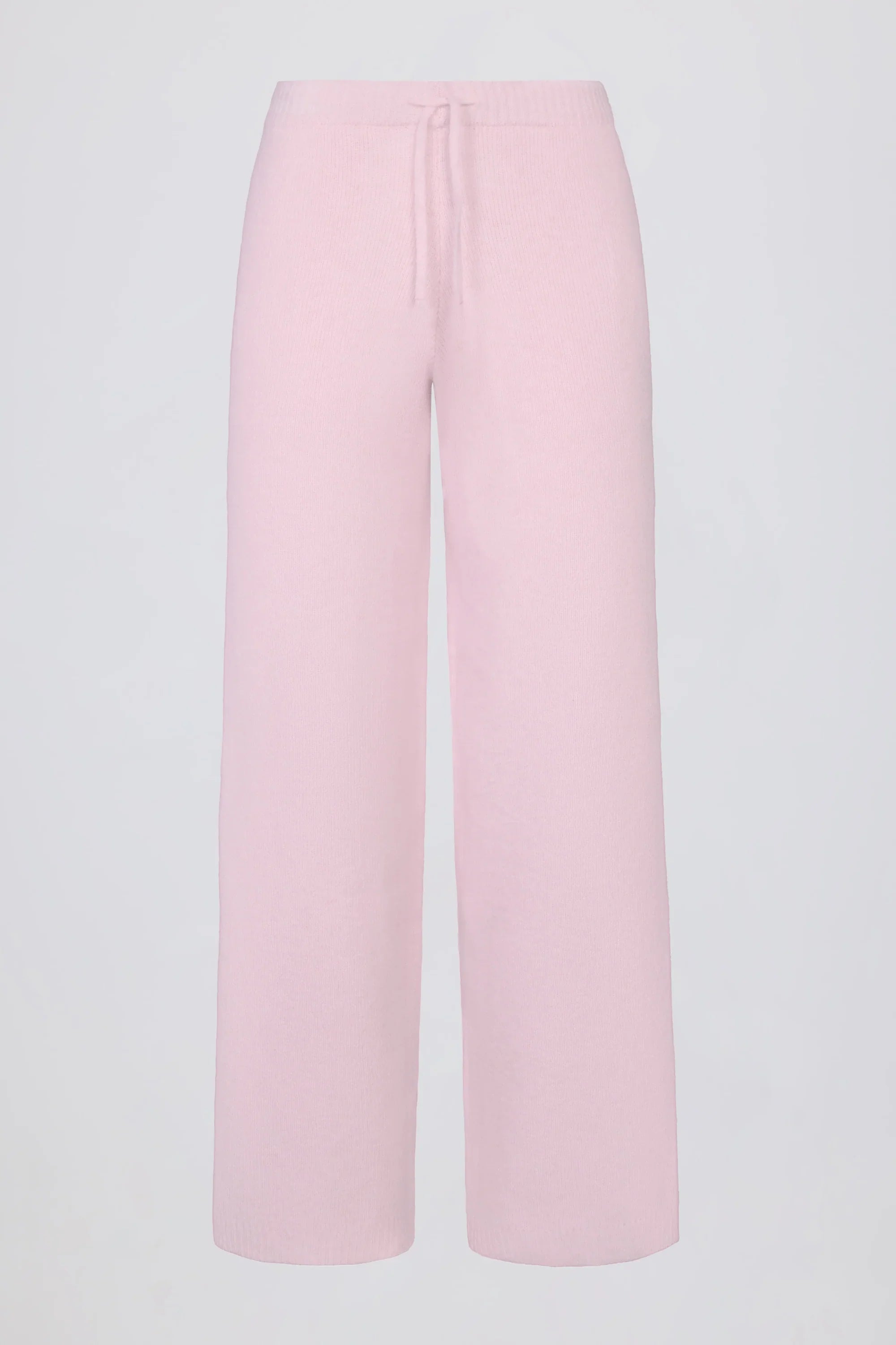 Knit Mid Rise Wide Leg Joggers in Soft Pink