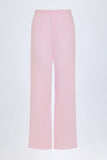 Pointelle Mid Rise Straight Leg Trousers in Baby Pink
