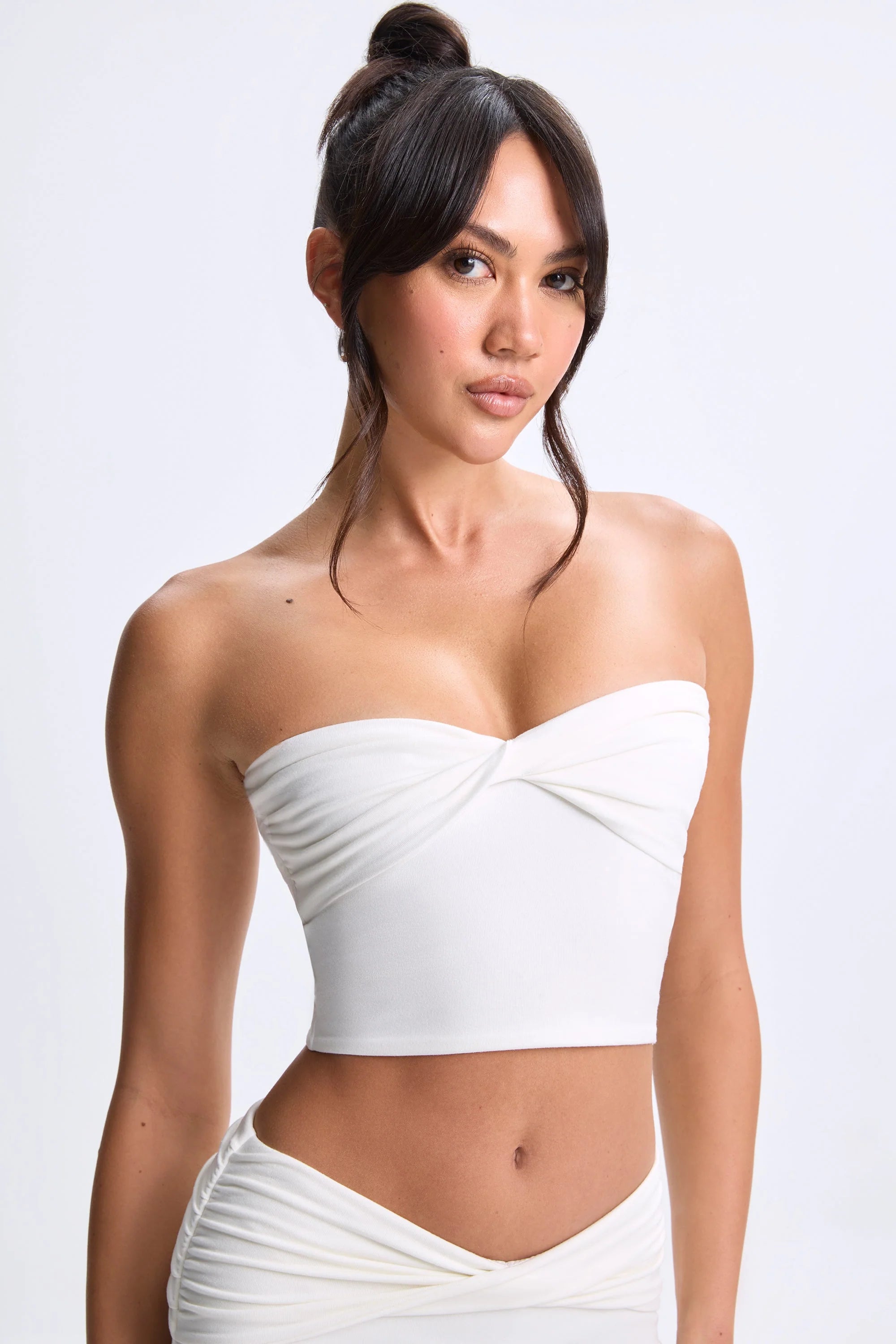 Modal Twist Front Bandeau Top in White