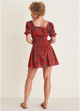 Cotton Voile Mini Dress Bandana Red