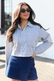 Say It Again Navy Striped Denim Jacket FINAL SALE