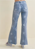 Mid Rise Star Flare Jeans Light Wash
