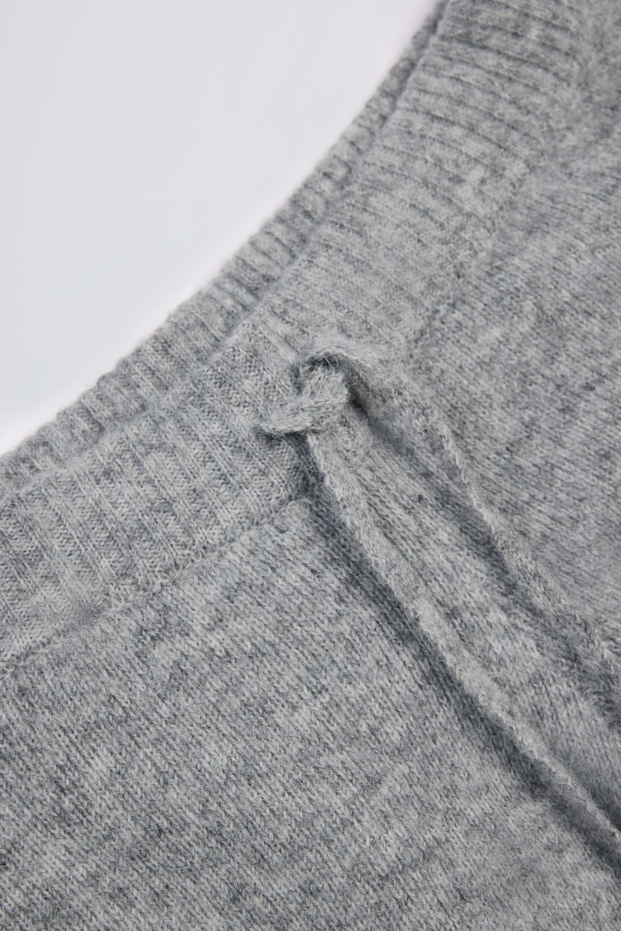 Knit Mid Rise Wide Leg Joggers in Grey
