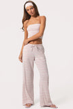 Ribbed Jersey Low Rise Trousers in Pink Stripe