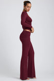 Mid Rise Straight Leg Trousers in Plum