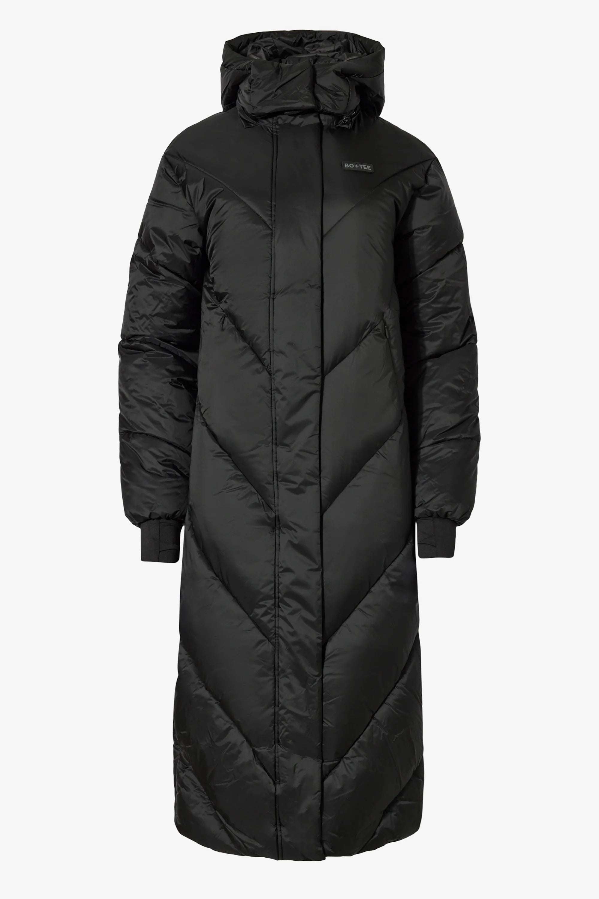 Waterproof Hooded Long Parka Coat in Black