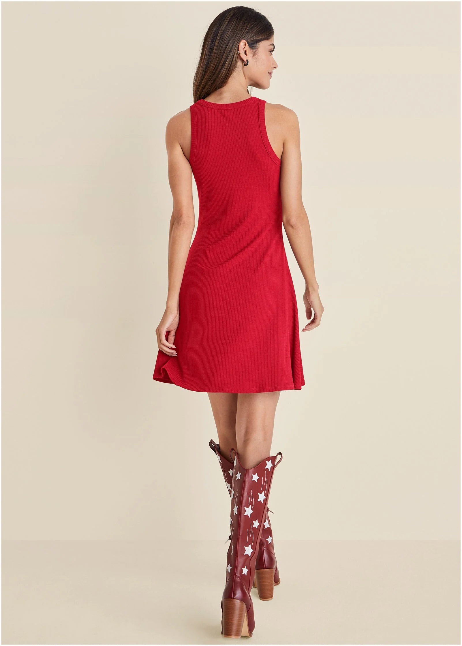 Flexrib Fit And Flare Dress Red