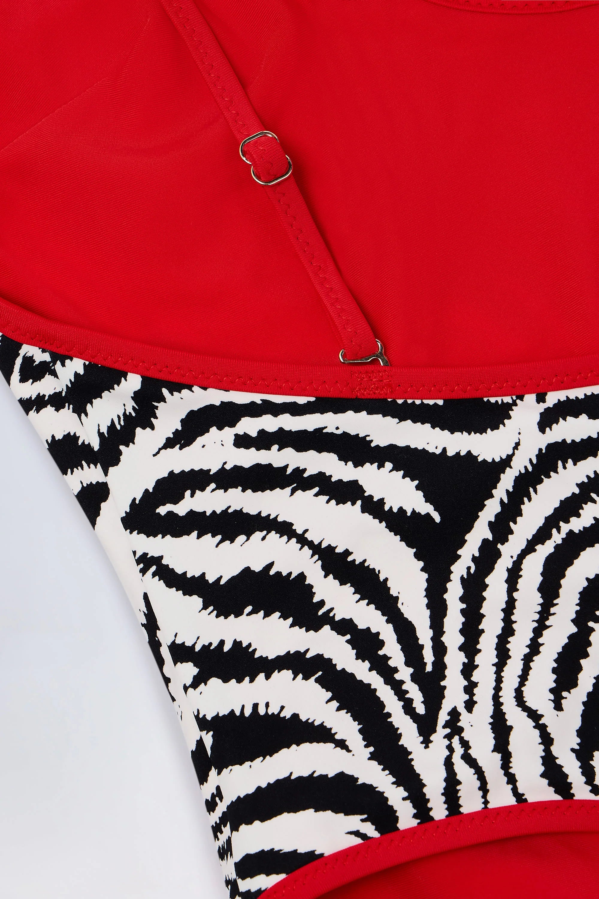 Charm Detail Cross Back Swimsuit in Zebra Print