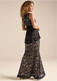 Tiered Lace Gown Black