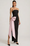 Strapless Bow Detail Maxi Dress in Black
