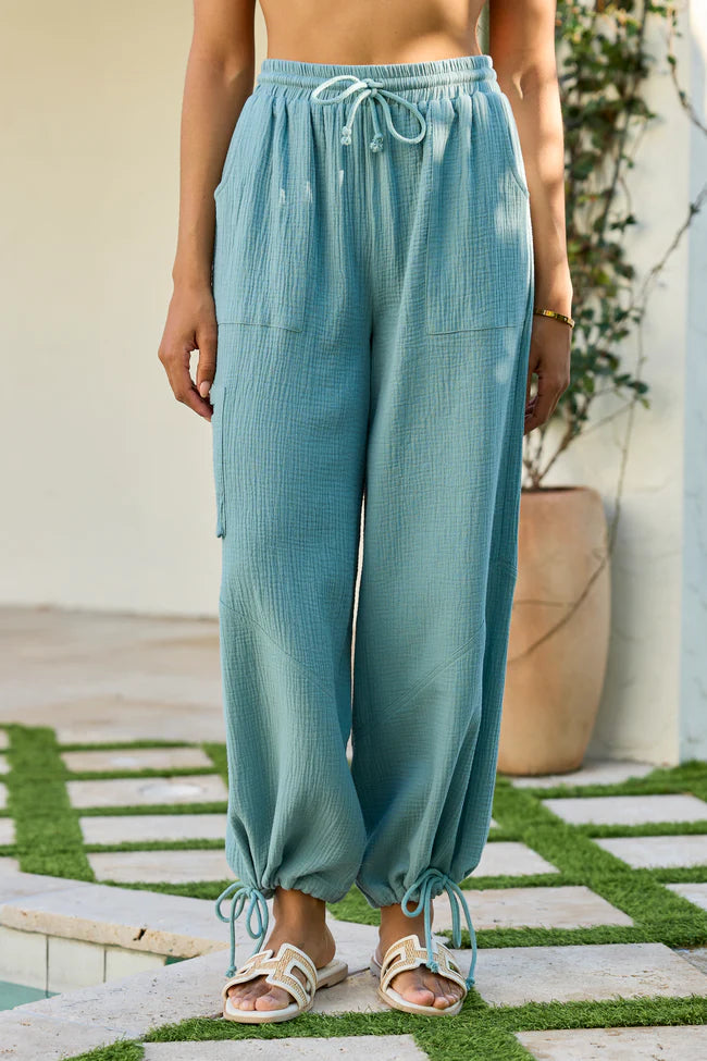 Gwen Blue Gauze Harem Pant
