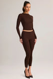 Modal Mid Rise Cropped Leggings in Chocolate Brown