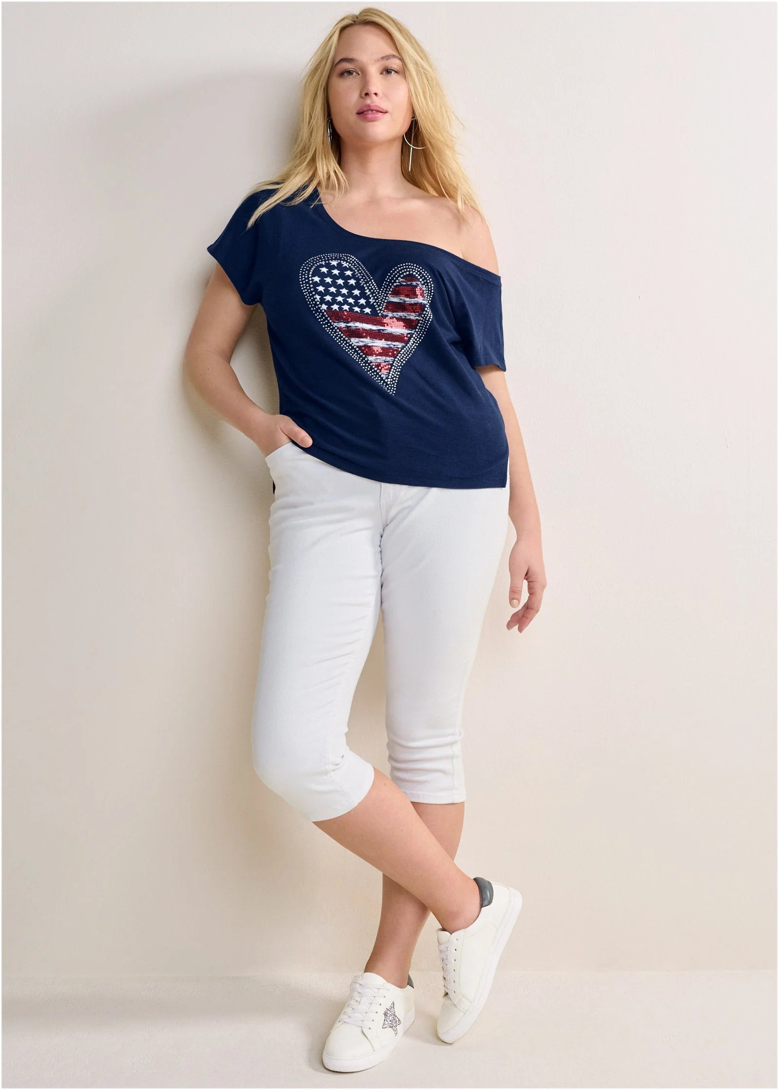 Americana Lounge Top Navy Multi