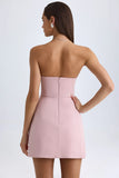 Strapless Structured Tulip Mini Dress in Pink Mauve